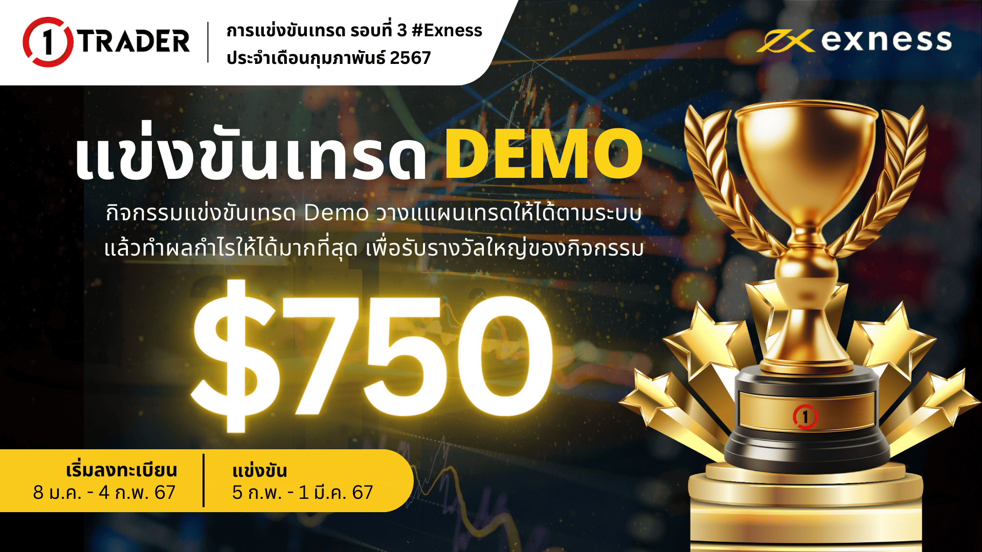 แข่งขันเทรด Exness บัญชี Demo Forex ครั้งที่ 3 - 1Trader.com