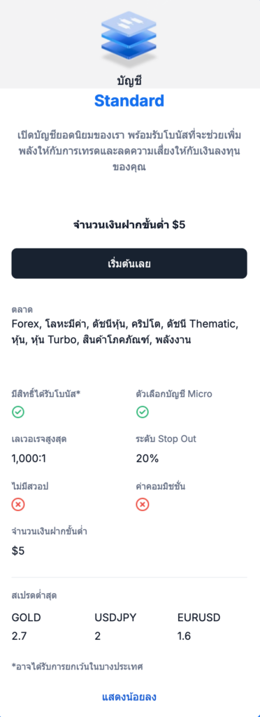 บัญชี Standard XM