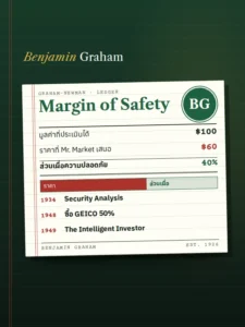 ตราสัญลักษณ์ Benjamin Graham หน้าบัญชี Margin of Safety