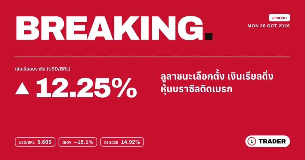 ข่าวด่วน: ลูลาชนะเลือกตั้ง เงินเรียลบราซิลดิ่ง 12% หุ้นติดเบรก | 26 ต.ค. 69