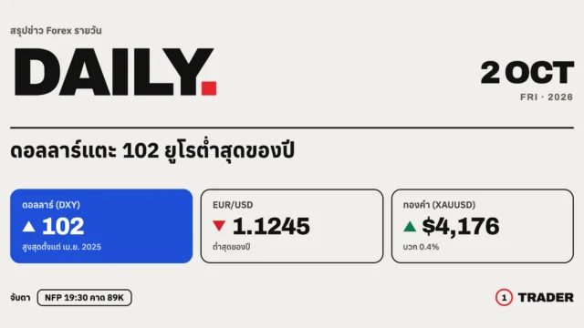 สรุปข่าว Forex 2 ต.ค. 69 | ดอลลาร์แตะ 102 ยูโรต่ำสุดของปี คืนนี้ลุ้น NFP
