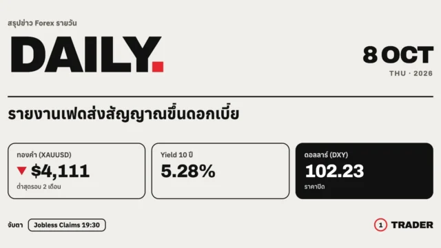 สรุปข่าว Forex 8 ต.ค. 69 | รายงานเฟดส่งสัญญาณขึ้นดอกเบี้ย ทองต่ำสุดรอบ 2 เดือน