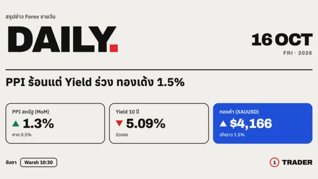 สรุปข่าว Forex 16 ต.ค. 69 | PPI ร้อนแต่ Yield ร่วง ดอลลาร์หลุด 102 ทองเด้ง 1.5% รอ Warsh